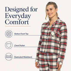 Women's Flannelette Check Pyjama Set Soft Brushed Cotton Easy Care