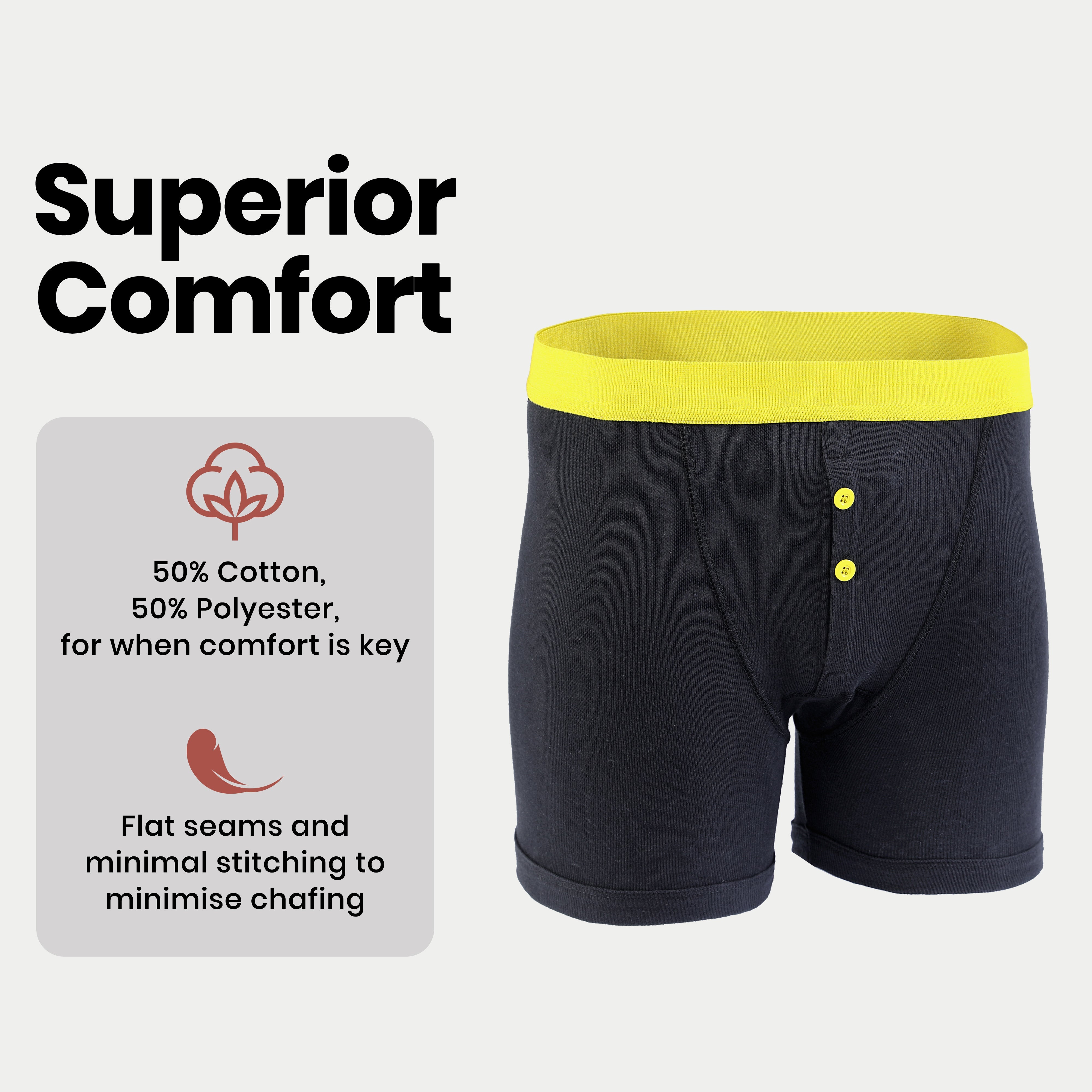 Men's Black Boxer Shorts 12 Pack – Cotton Blend, Button Fly