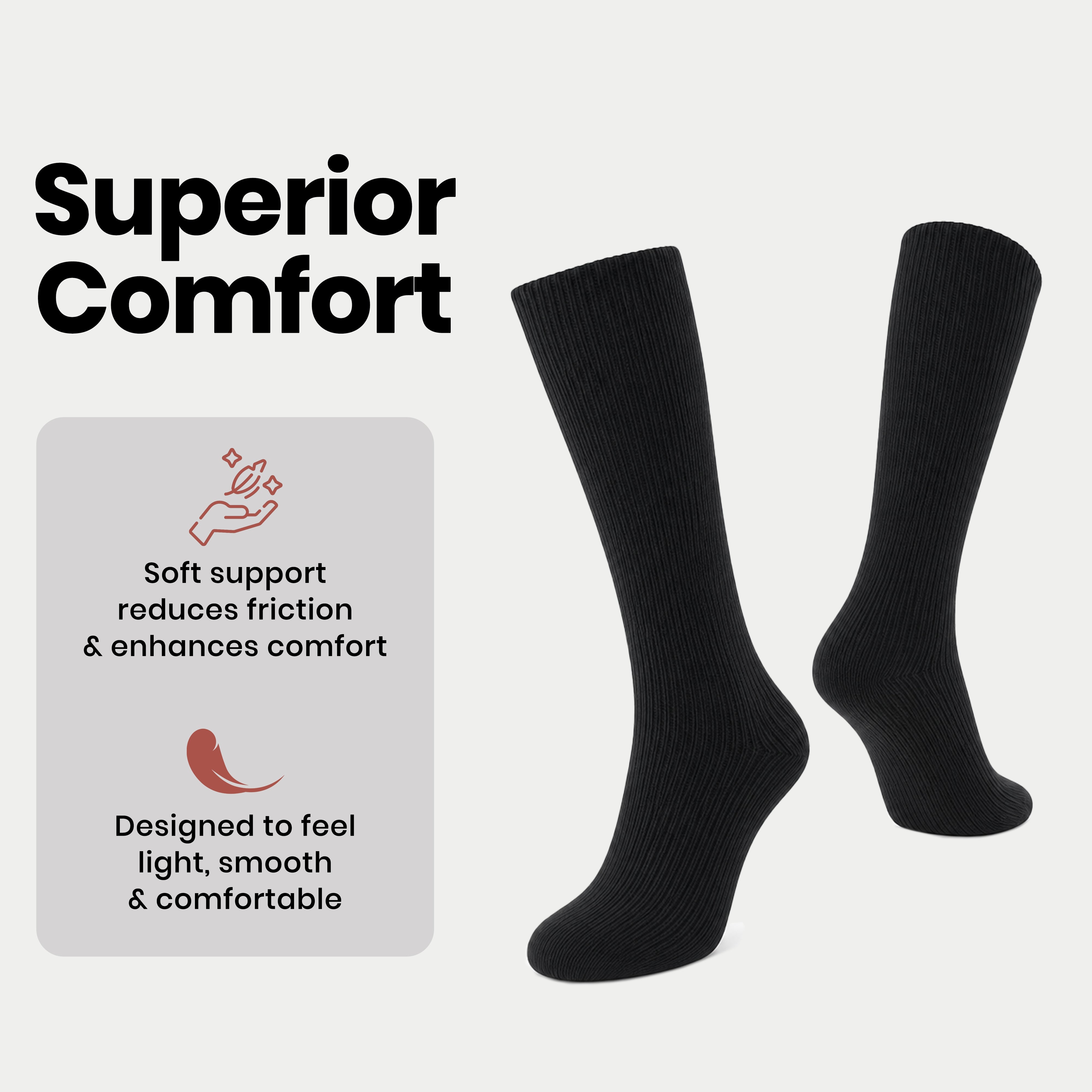 Men's 100% Cotton Moisture-Wicking Antibacterial Dress Work Socks 12 Pairs
