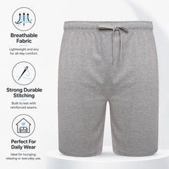 Men's Cotton Lounge Shorts Stretchable 2 Pack Black Navy Grey Durable