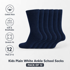 6 Pairs Kids' Cotton Rich School Socks Ankle Breathable Durable Uniform Unisex