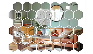 45-Piece Hexagon Mirror Wall Stickers – DIY Home Décor