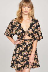 Floral Envy Printed Dress with Ruffle Tie Front