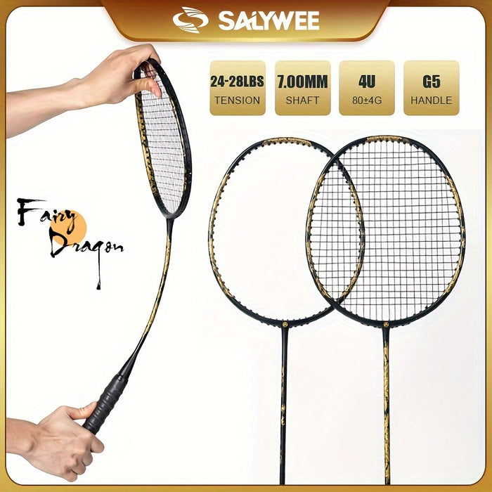 SALYWEE Ultra-Light Carbon Fiber Badminton Racket, 4U Professional Competition Racket