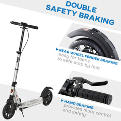 HOMCOM Foldable Kick Scooter – Adjustable Height, Double Suspension & Dual Brakes