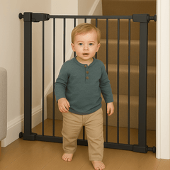 Pressure Fit Stair Gate – Grey, No Drilling, Fits 77-114cm