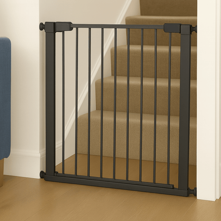 Pressure Fit Stair Gate – Grey, No Drilling, Fits 77-114cm
