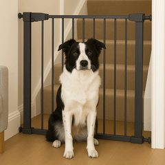 Pressure Fit Stair Gate – Grey, No Drilling, Fits 77-114cm