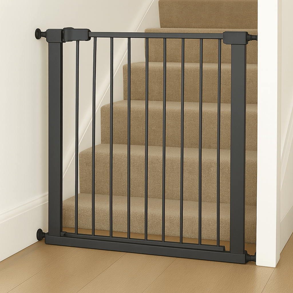 Pressure Fit Stair Gate – Grey, No Drilling, Fits 77-114cm