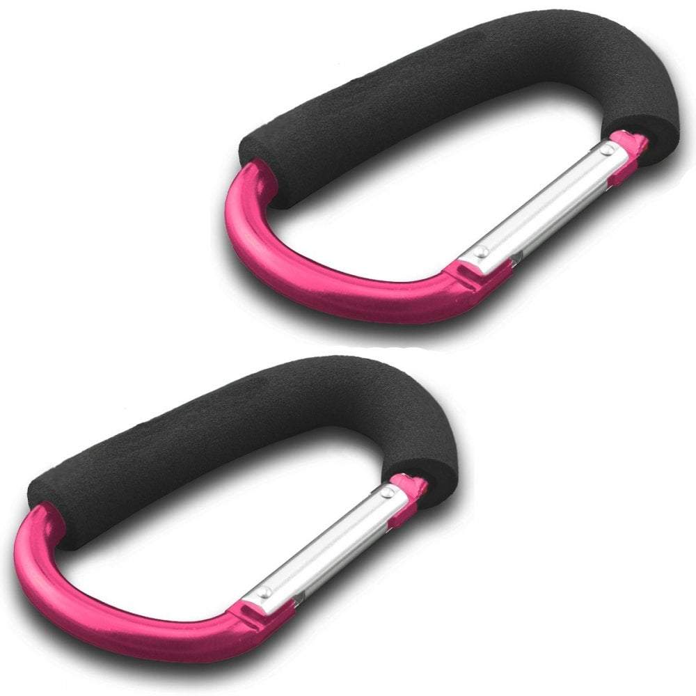 Large Buggy Clips 2 Pack – Pink, Pram Hooks for Shopping Bags