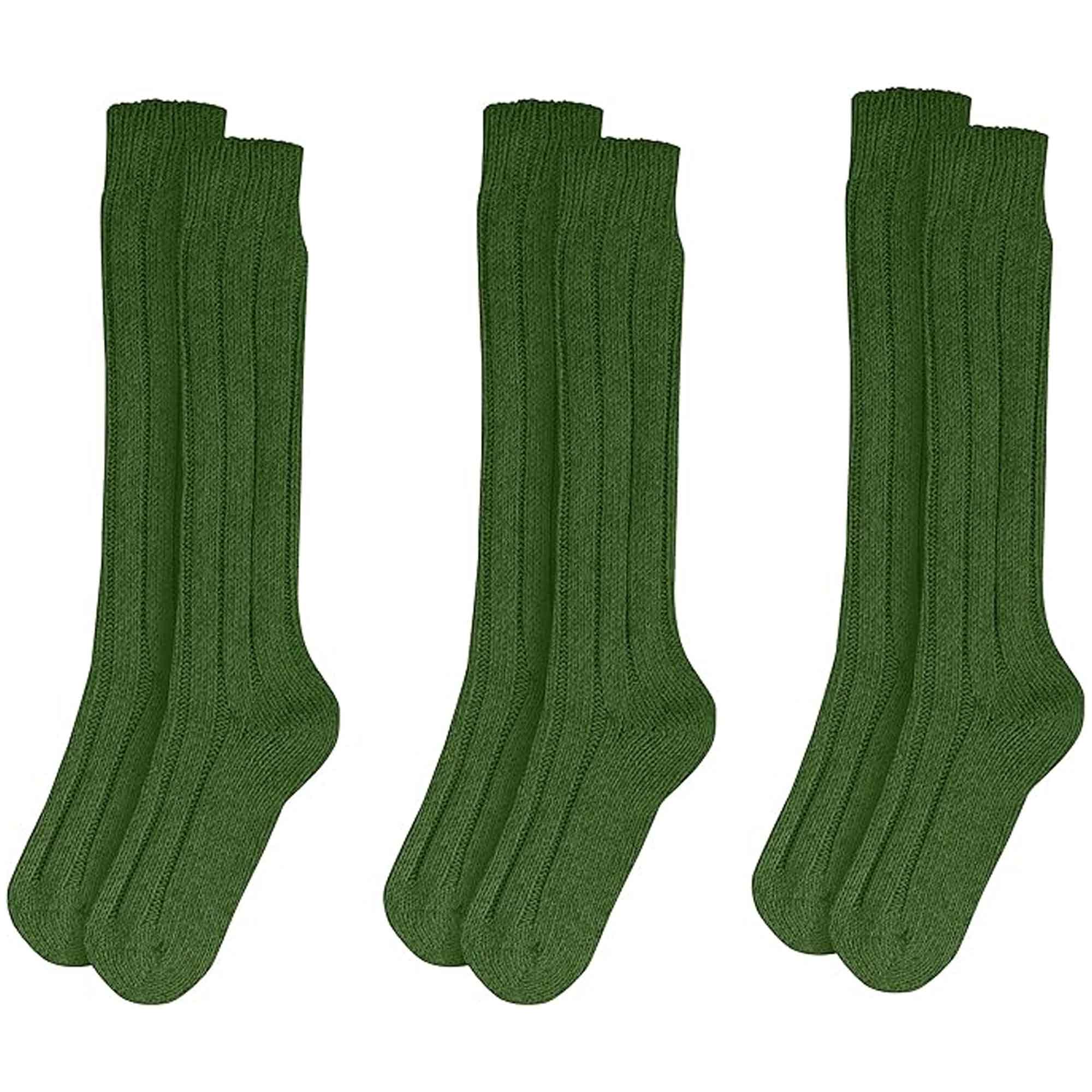 Men's Army Green Thermal Socks 3 Pack With Terry Cushioning Reinforced Toe