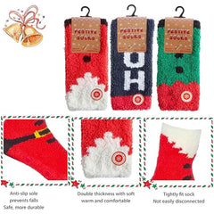 Men's Christmas Slipper Socks 3 Pack UK Sizes 6-11 Santa And Elf Designs