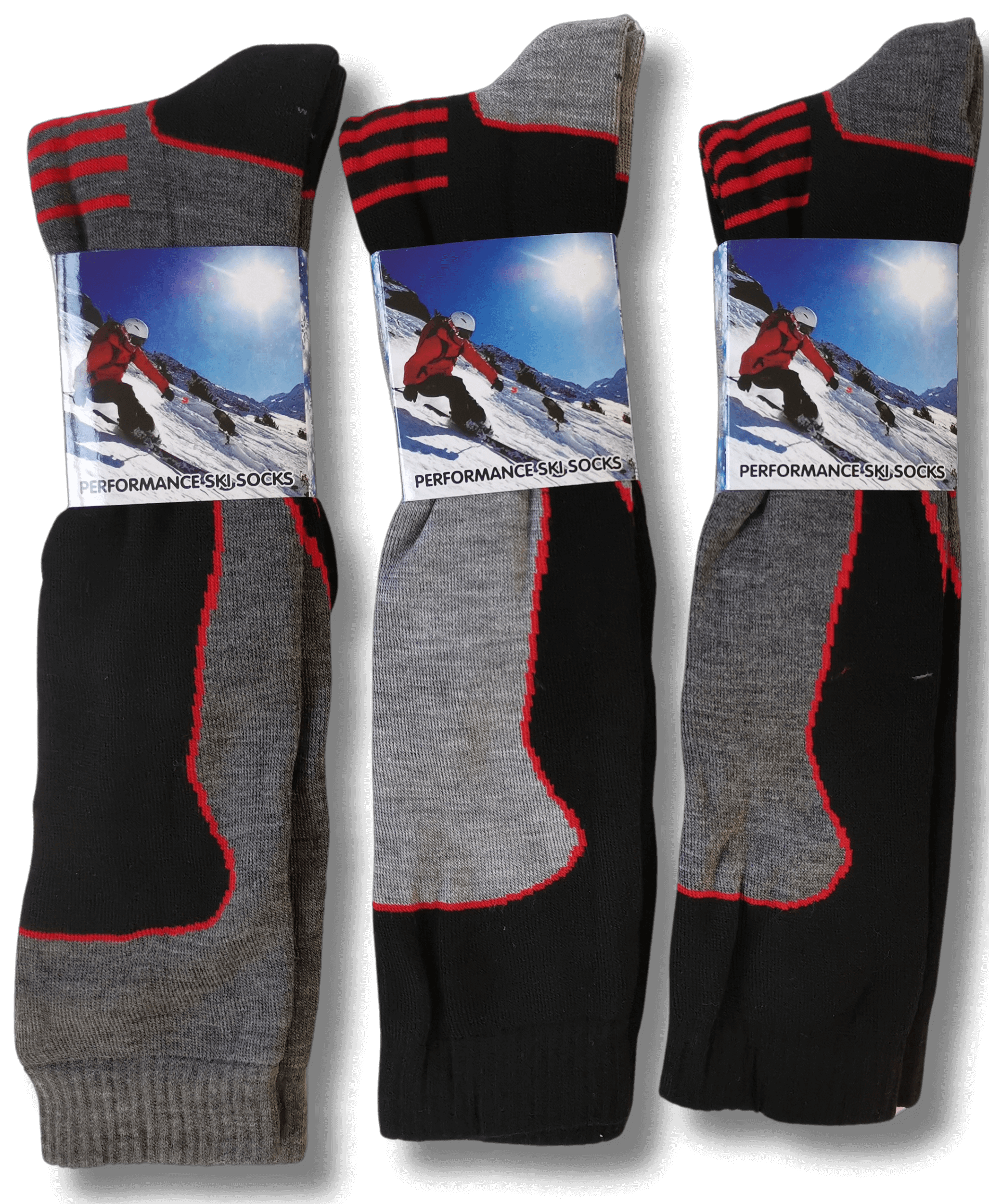 Men's 3 Pack Long Thermal Ski Socks Knee High Moisture Wicking Cushioned