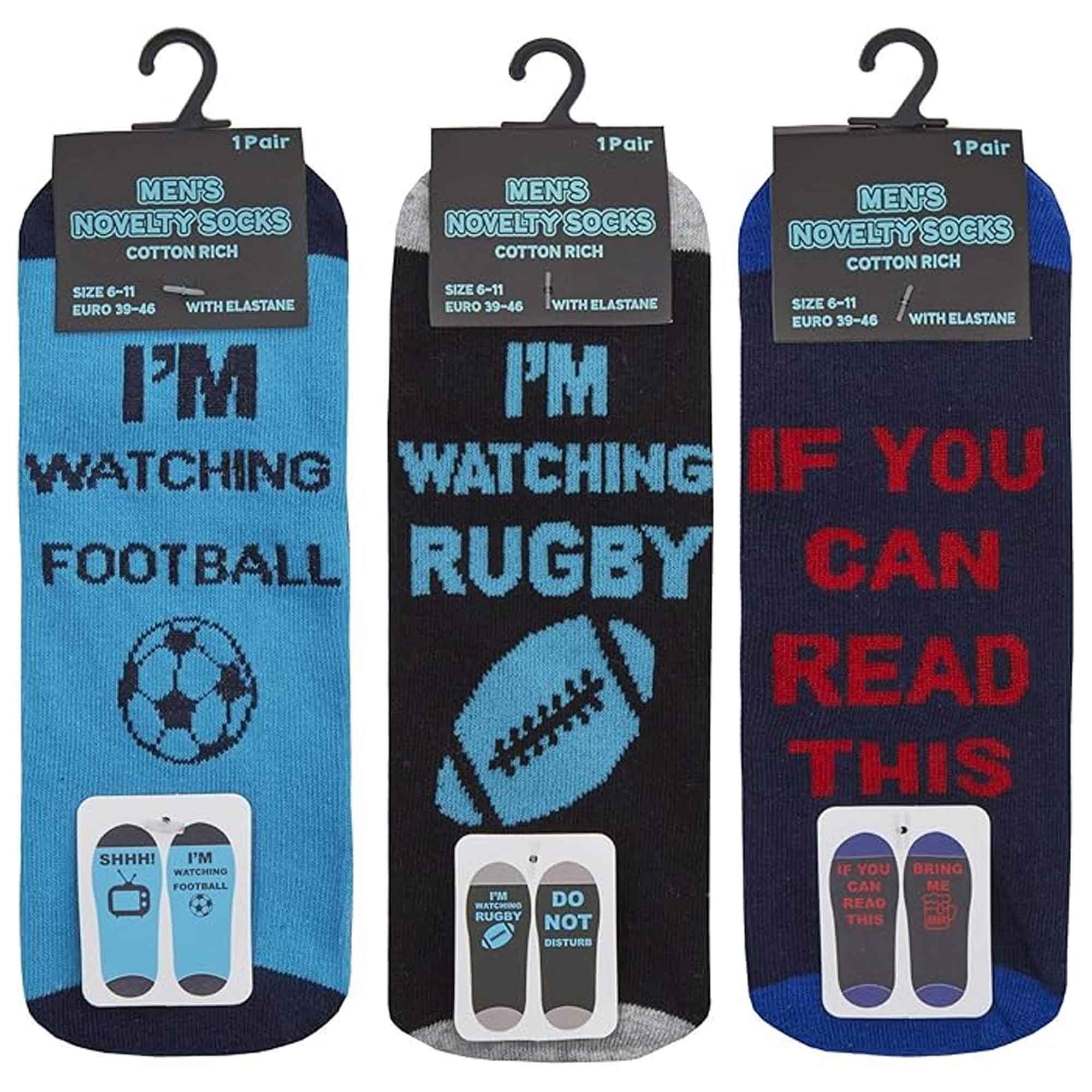 Men's Slogan Socks Pack Of 3 Reinforced Heel Toe Cushioned Footbed Durable