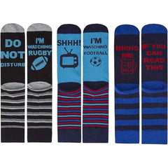 Men's Slogan Socks Pack Of 3 Reinforced Heel Toe Cushioned Footbed Durable
