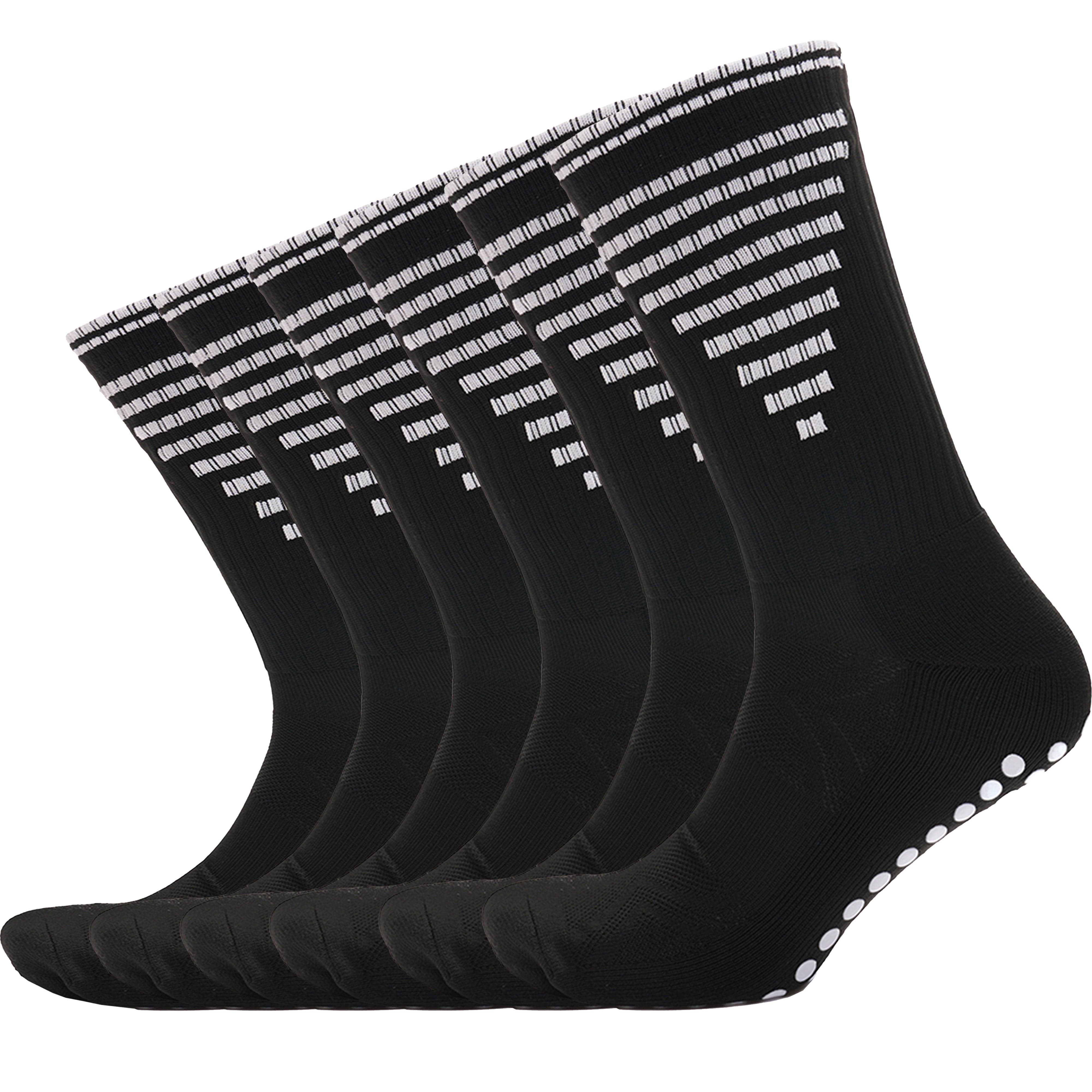 3 Pairs Black Anti Slip Football Grip Socks For Men's Sports Socks For Gym UK 6-8