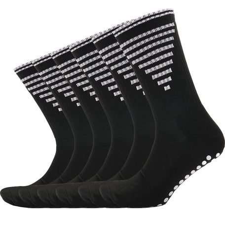3 Pairs Black Anti Slip Football Grip Socks For Men's Sports Socks For Gym UK 6-8