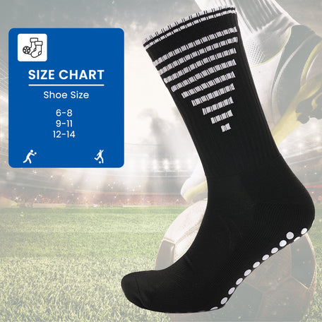 3 Pairs Black Anti Slip Football Grip Socks For Men's Sports Socks For Gym UK 6-8