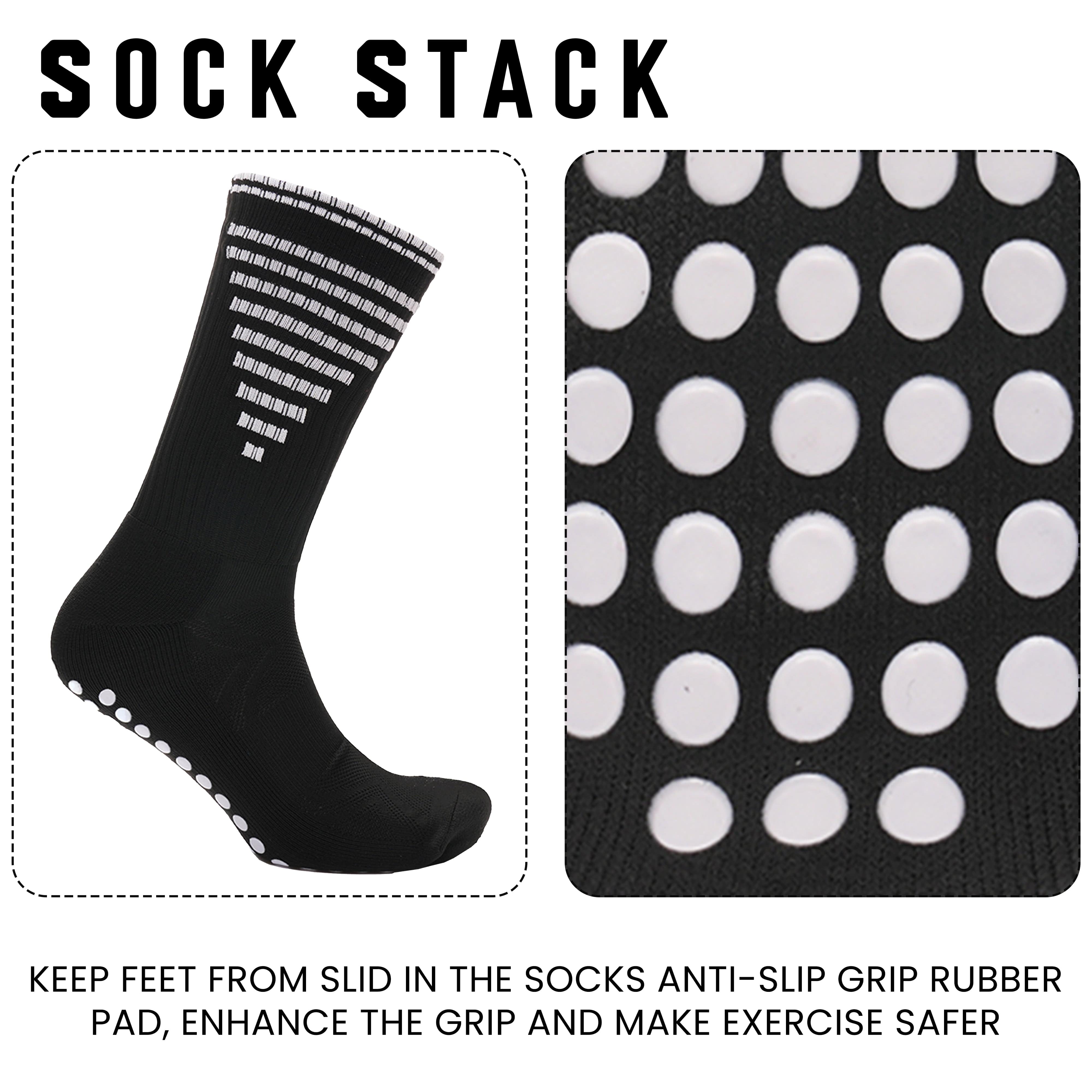 3 Pairs Black Anti Slip Football Grip Socks For Men's Sports Socks For Gym UK 6-8