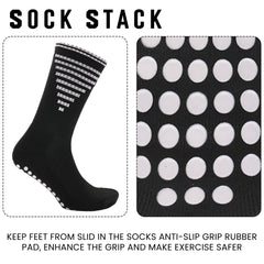 3 Pairs Black Anti Slip Football Grip Socks For Men's Sports Socks For Gym UK 6-8