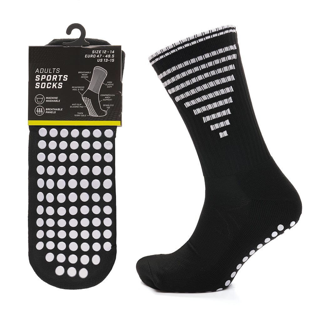 3 Pairs Black Anti Slip Football Grip Socks For Men's Sports Socks For Gym UK 6-8