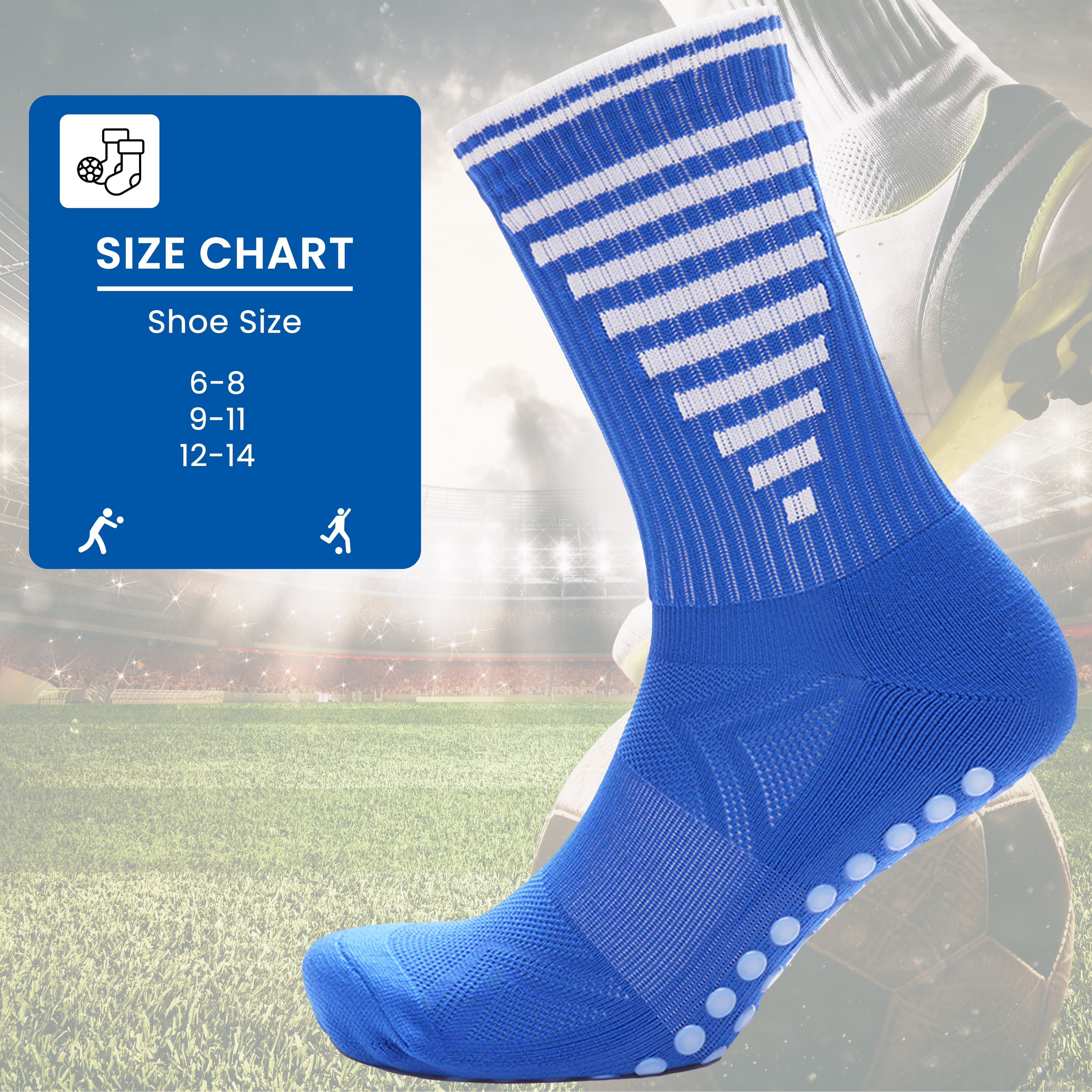 3 Pairs Blue Anti Slip Football Grip Socks For Men's Sports Gym Running Yoga