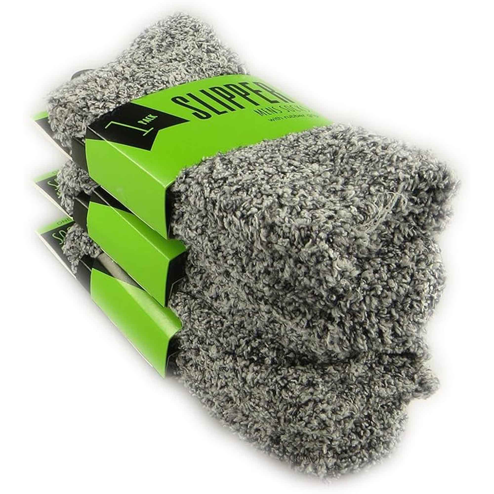 Men's Slipper Socks 3 Pairs Non-Skid Winter Fleece-Lined Gripper Socks