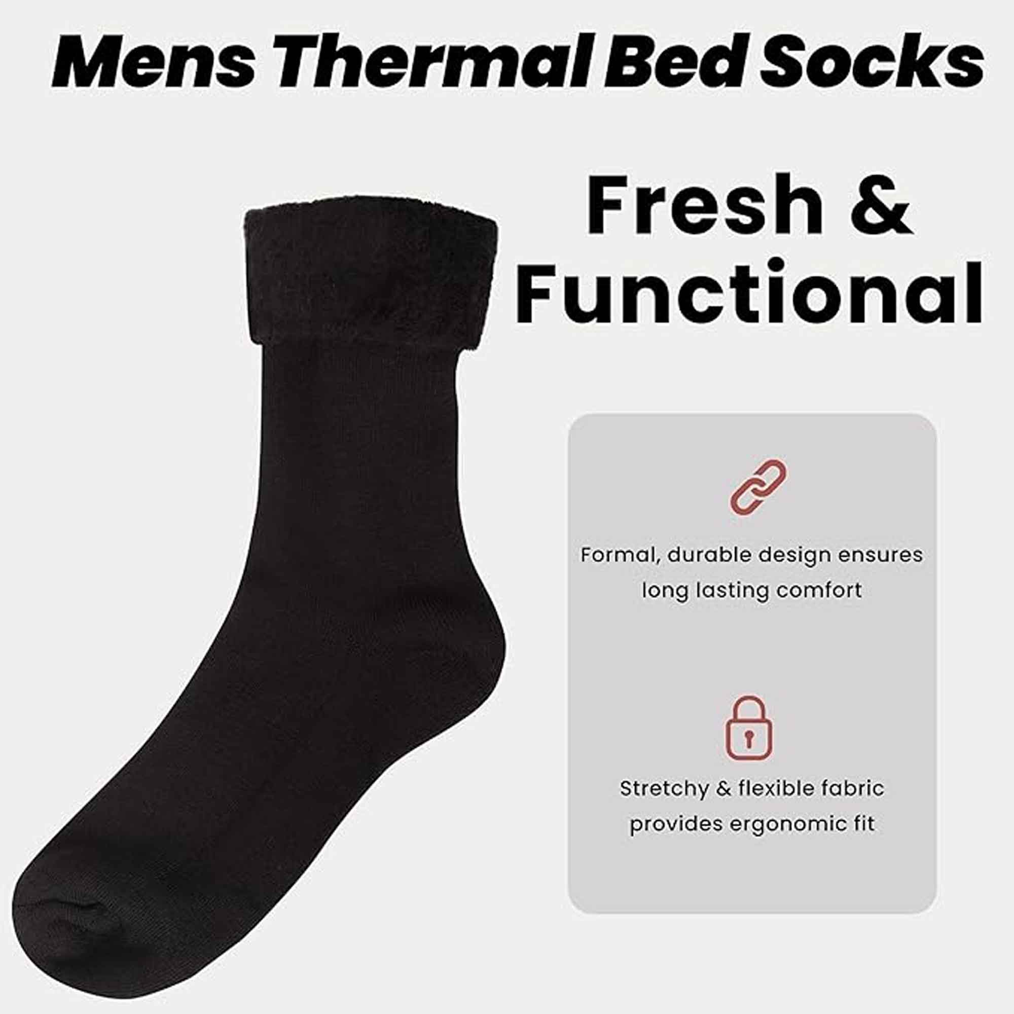 Men's Thermal Bed Socks Pack Of 3 Fluffy Soft Warm Cosy For Cold Nights