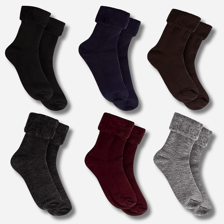 Men's Thermal Fluffy Bed Socks 6 Pairs Ultra Soft Insulated Warm Lounging