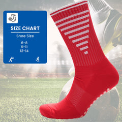 Anti Slip Football Grip Socks For Men 3 Pairs Red For Gym Running Yoga UK 6-8