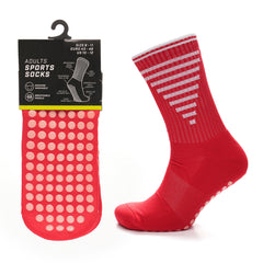 Anti Slip Football Grip Socks For Men 3 Pairs Red For Gym Running Yoga UK 6-8