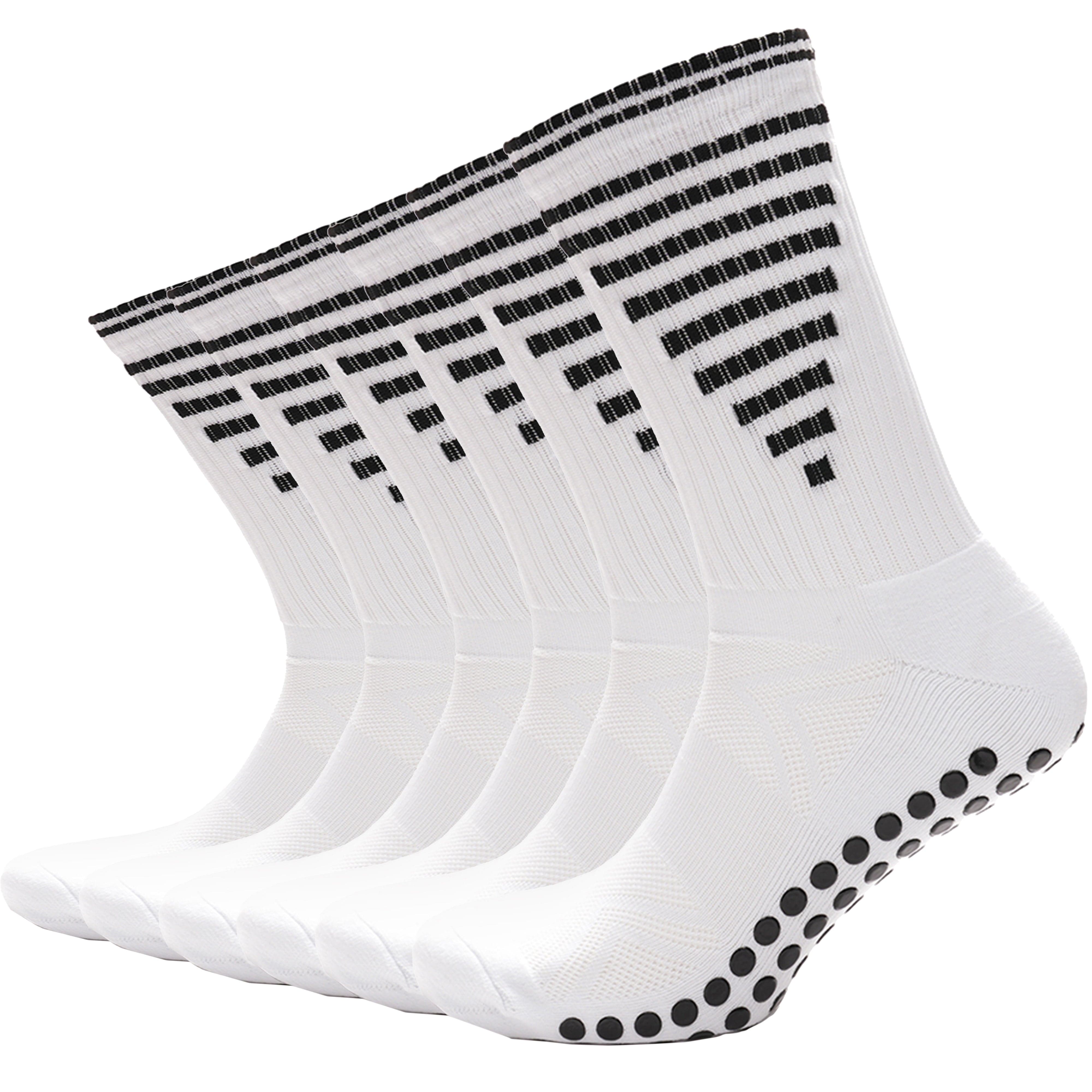 White Anti Slip Football Grip Socks For Men 3 Pairs Ideal For Gym Running Yoga