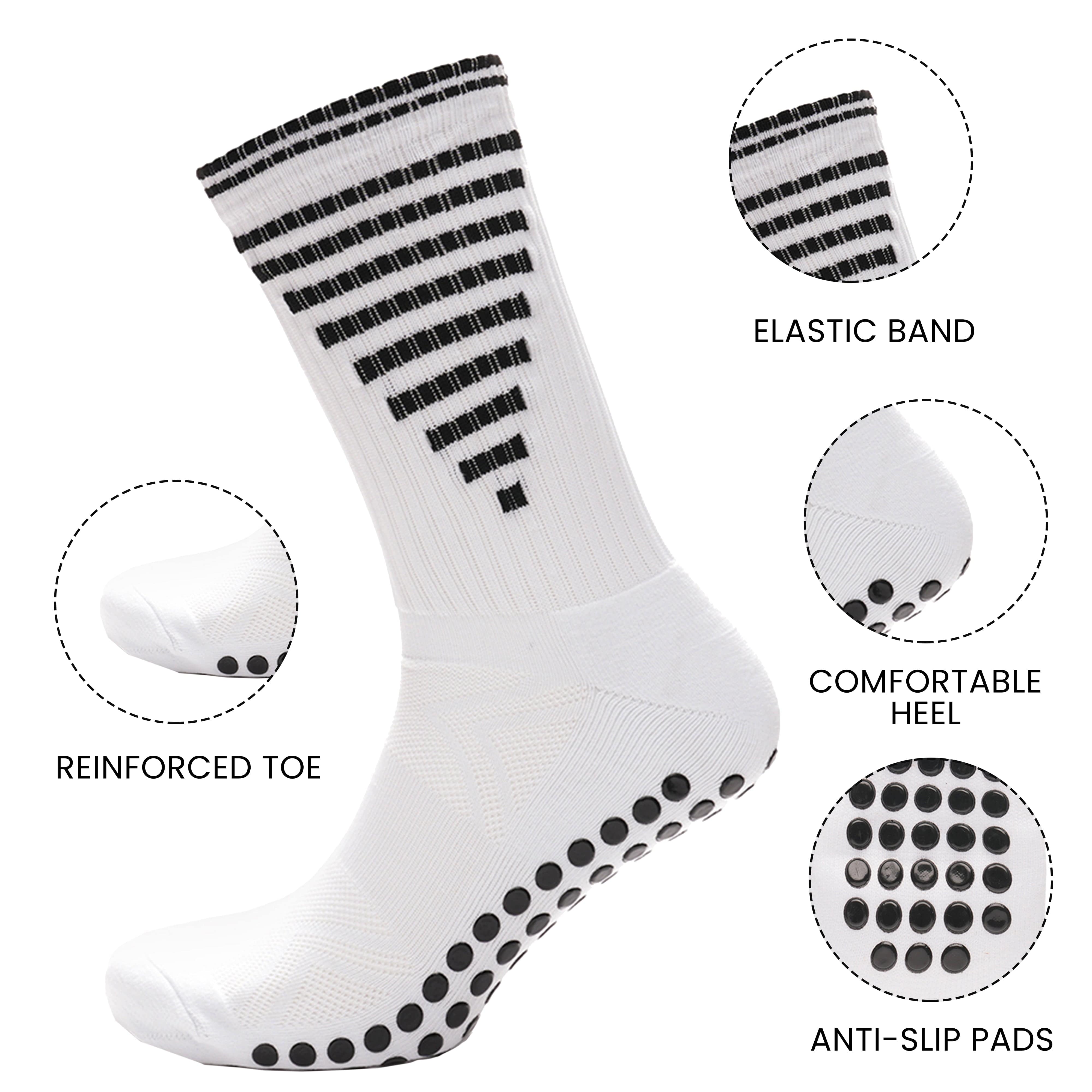 White Anti Slip Football Grip Socks For Men 3 Pairs Ideal For Gym Running Yoga