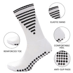 White Anti Slip Football Grip Socks For Men 3 Pairs Ideal For Gym Running Yoga