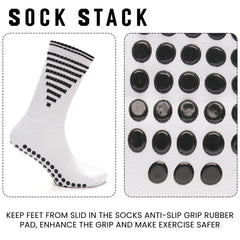 White Anti Slip Football Grip Socks For Men 3 Pairs Ideal For Gym Running Yoga