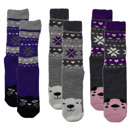 Women's Thermal Slipper Socks 3 Pairs Animal Designs Polar Bears And Kittens