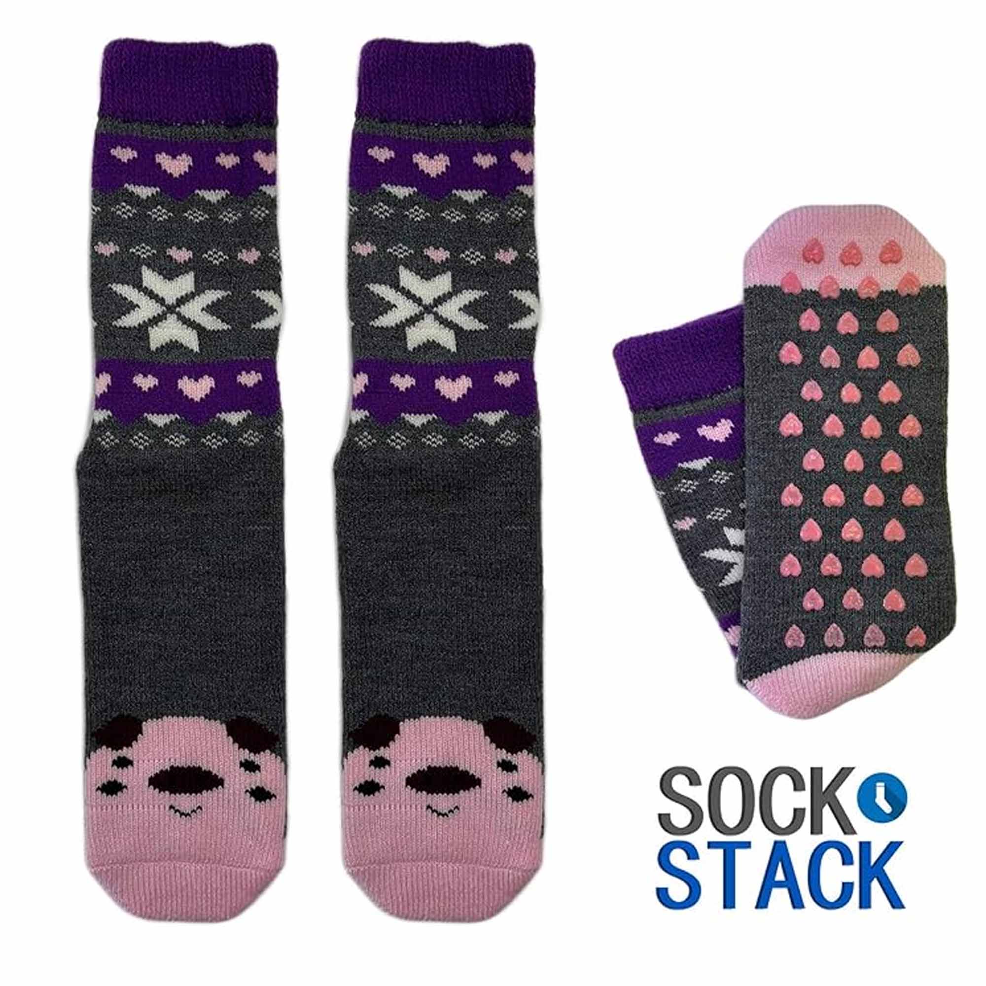 Women's Thermal Slipper Socks 3 Pairs Animal Designs Polar Bears And Kittens