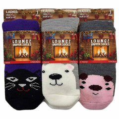 Women's Thermal Slipper Socks 3 Pairs Animal Designs Polar Bears And Kittens