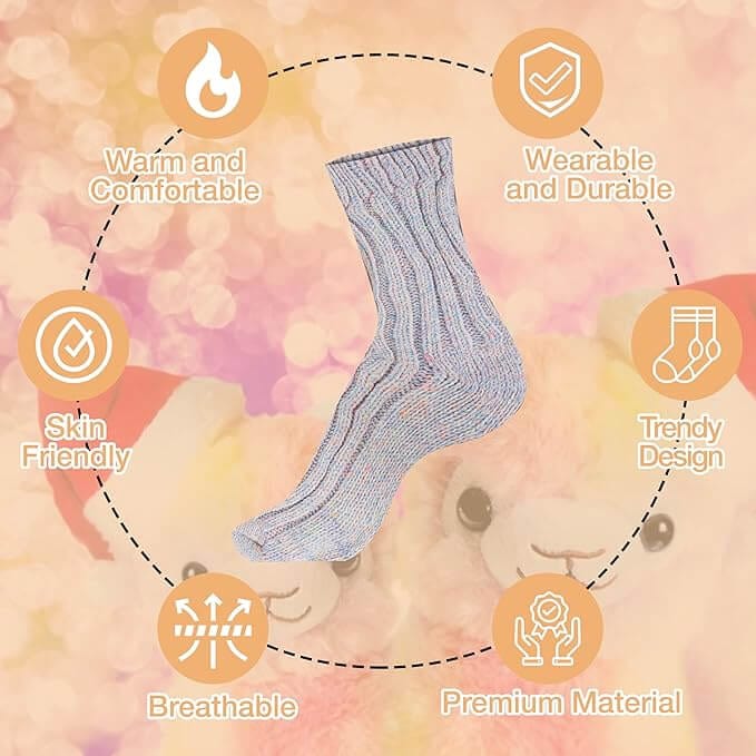 3 Pairs Women's Alpaca Wool Socks Natural Thermal Winter Boot Socks Non Slip