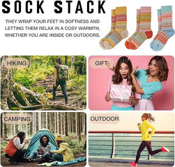 3 Pairs Women's Alpaca Wool Socks Natural Thermal Winter Boot Socks Non Slip