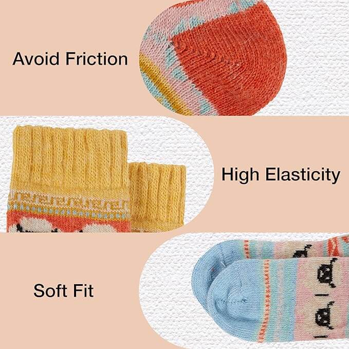 3 Pairs Women's Alpaca Wool Socks Natural Thermal Winter Boot Socks Non Slip