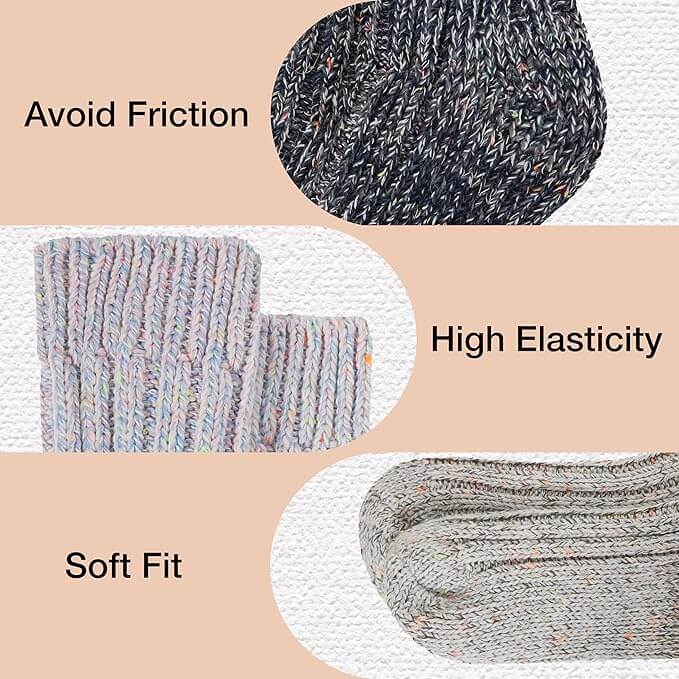 3 Pairs Women's Alpaca Wool Socks Natural Thermal Winter Boot Socks Non Slip