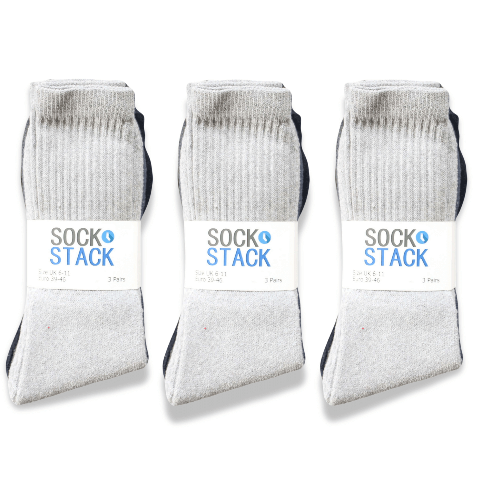 30 Pairs Men's Cotton Rich Performance Sport Socks UK 6-11 Black Grey White
