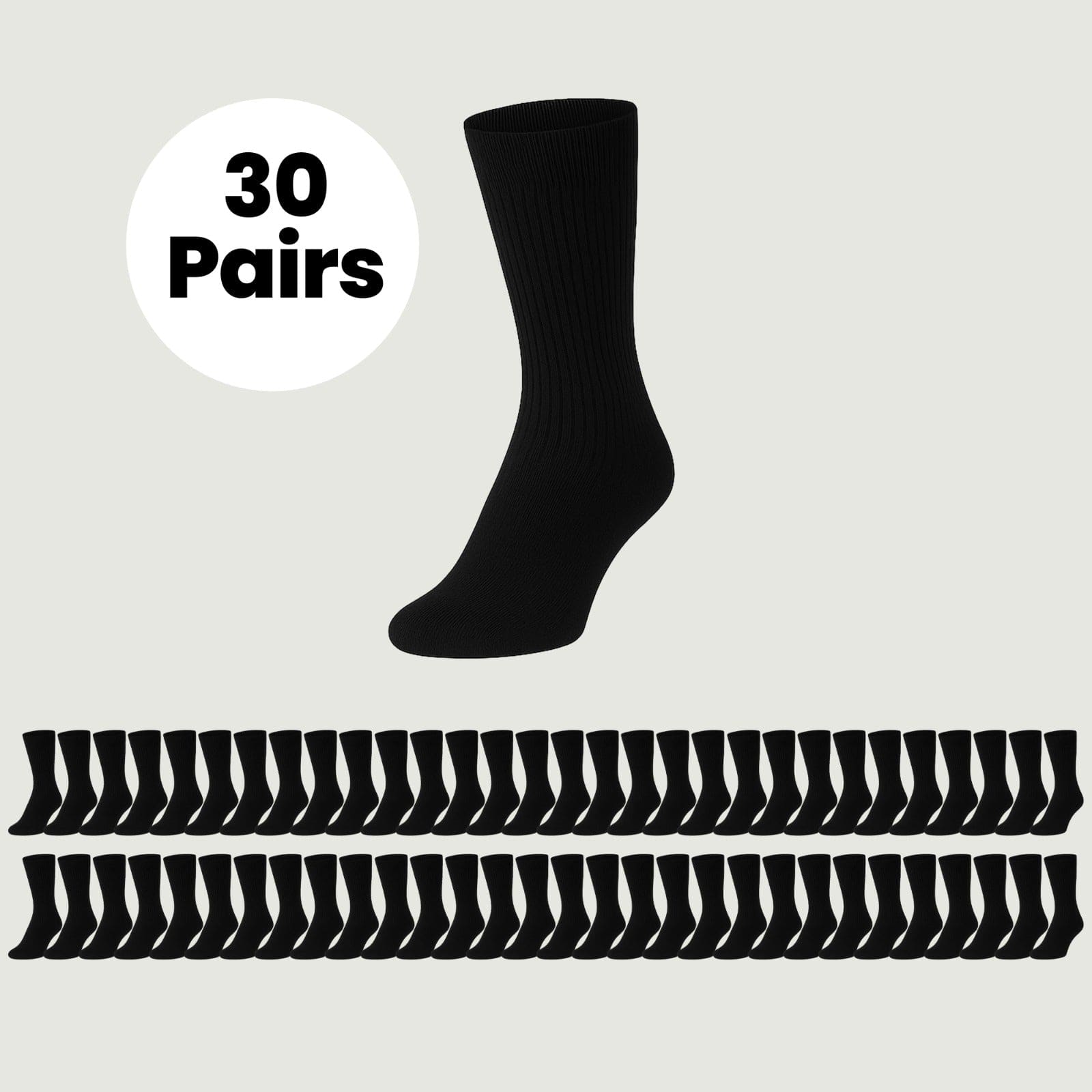 30 Pairs Men's Cotton Rich Performance Sport Socks UK 6-11 Black Grey White