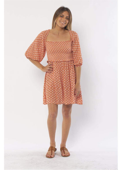 In The Grove Smocked Long-Sleeve Mini Dress