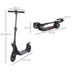 HOMCOM Folding Kick Scooter – Adjustable Height, Dual Suspension & Rear Brake