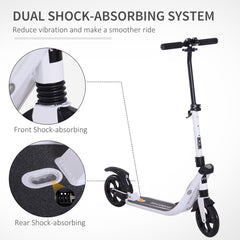 HOMCOM Folding Kick Scooter – Adjustable Height, Dual Suspension & Rear Brake
