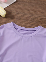 5-Pack Girls' Summer T-Shirts – Cute Bee & Letter Print Crew Neck Tees