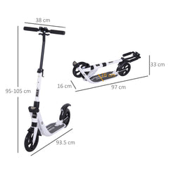 HOMCOM Folding Kick Scooter – Adjustable Height, Dual Suspension & Rear Brake