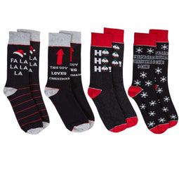 4 Pack Men's Christmas Socks Cotton Rich Novelty Festive Designs UK 6-11 EUR